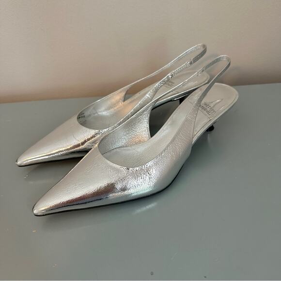 Jeffrey Campbell Gambol Silver Slingback Heel 7 NEW - Picture 1 of 5